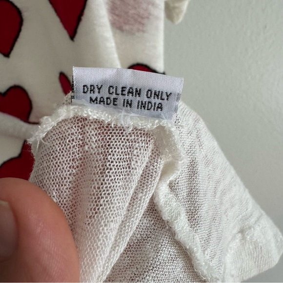 Banner Day Embroidered Hearts Tee 100% Linen Size Large - Picture 6 of 11